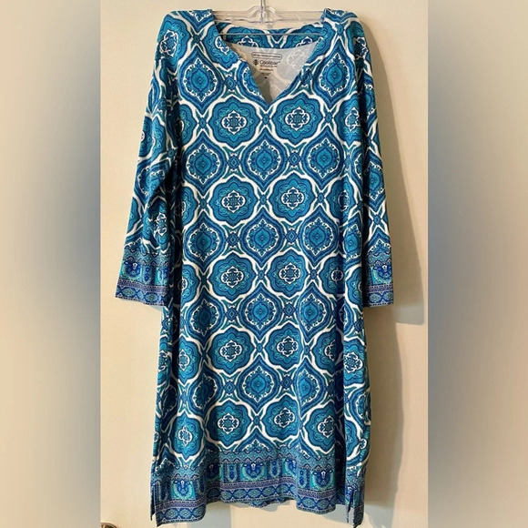Coolibar Women’s Blue Paisley Print Oceanside Tunic Dress UPF 50+ Size Medium - Picture 1 of 9